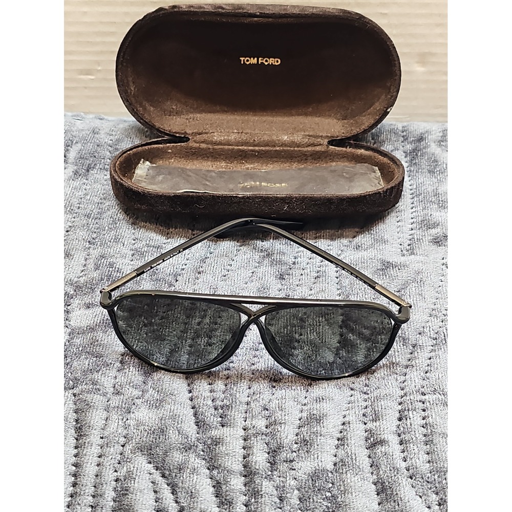 Tom Ford Maximillion TF 206 01T Shiny Black Aviator Sunglasses Italy 59-10 140